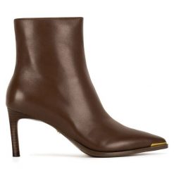 Botki Gino Rossi. Brązowe botki Gino Rossi, bez wzorów, bez obcasa, na szpilce, bez zapięcia. Za 359.99 zł.