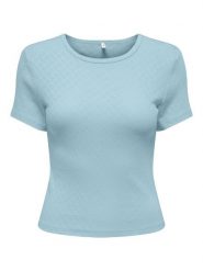 ONLY Koszulka w kolorze błękitnym rozmiar: XS. Niebieskie bluzki Only, xs, bez wzorów, z bawełny, bez kołnierzyka, bez ramiączek. Za 60.99 zł.