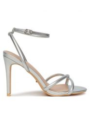 DeeZee Sandały F89725-61 Srebrny. Szare sandały DeeZee, bez wzorów, z materiału, bez obcasa, na szpilce, bez zapięcia. Za 149.99 zł.