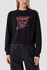 GUESS Czarna damska bluza Studded Love. Czarne bluzy Guess, s, z aplikacjami, bez kaptura. W wyprzedaży za 359.99 zł.