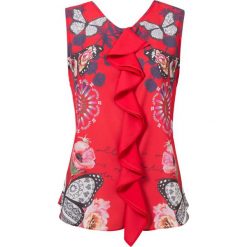 Desigual top damski Blus Ginebra XS czerwony. Czerwone topy Desigual, xs, bez wzorów, bez kołnierzyka, bez ramiączek. W wyprzedaży za 174.00 zł.