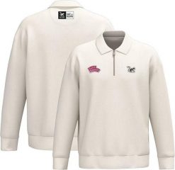 Bluza z zamkiem 1/4 – Polo – Organiczna – Dla dorosłych (Biała). Białe bluzy SURF MONKEY, s, z aplikacjami, z bawełny, bez kaptura. Za 349.95 zł.