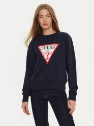 Guess Bluza W2YQ16 KBA11 Granatowy Regular Fit. Niebieskie bluzy Guess, m, z aplikacjami, z bawełny, bez kaptura. Za 329.99 zł.