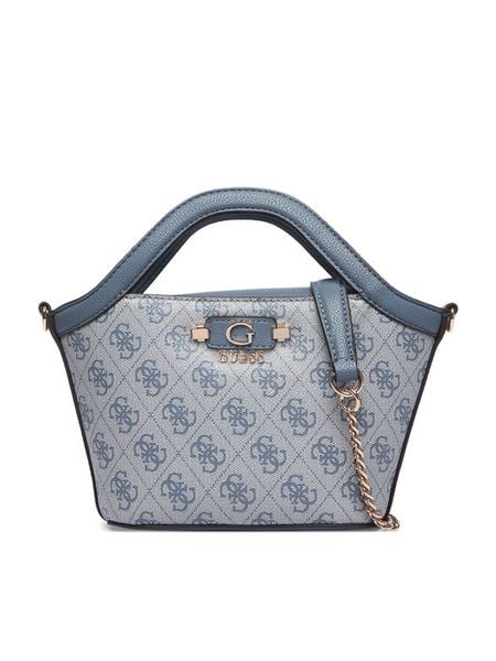 Guess Torebka Lindsey Mini HWSG97 49750 Niebieski. Niebieskie torebki klasyczne Guess, z aplikacjami, ze skóry, bez dodatków. Za 525.99 zł.