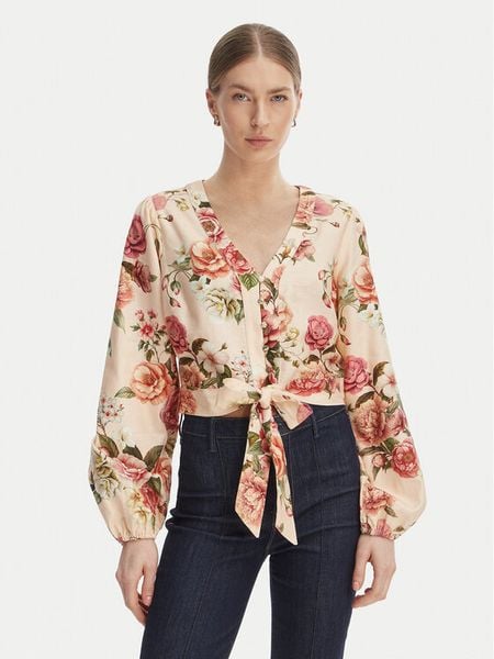 Guess Bluzka W6GHA4 W2565 Pomarańczowy Regular Fit. Brązowe bluzki Guess, xxl, z aplikacjami, z wiskozy, bez kołnierzyka, bez ramiączek. Za 307.99 zł.