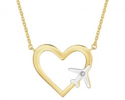 Naszyjnik z żółtego złota z diamentem - serce, samolot - 0,004 ct - próba 375. Żółte naszyjniki Apart, z diamentem, złote. Za 1,829.00 zł.