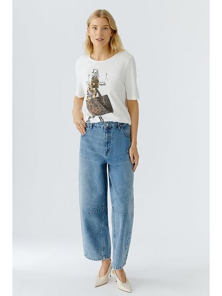 Oui Koszulka w kolorze białym rozmiar: 40. Białe bluzki Oui, bez wzorów, z bawełny, bez kołnierzyka, bez ramiączek. Za 148.61 zł.