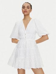 Pepe Jeans Sukienka letnia Delia PL953475 Biały Regular Fit. Białe sukienki Pepe Jeans, na lato, m, bez wzorów, z bawełny, bez kołnierzyka, bez ramiączek. Za 499.99 zł.
