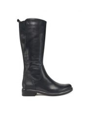 Caprice Oficerki 9-25525-45 Czarny. Czarne kozaki Caprice, ze skóry, bez obcasa, na płaskiej podeszwie, bez zapięcia. Za 739.99 zł.