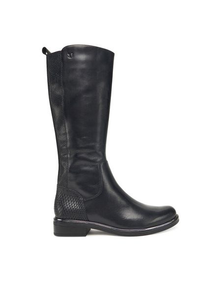 Caprice Oficerki 9-25525-45 Czarny. Czarne kozaki Caprice, ze skóry, bez obcasa, na płaskiej podeszwie, bez zapięcia. Za 739.99 zł.
