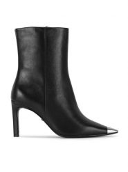 Gino Rossi Botki FLORI-116021 Czarny. Czarne botki Gino Rossi, bez wzorów, ze skóry, bez obcasa, na szpilce, bez zapięcia. Za 399.99 zł.