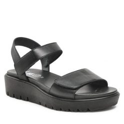 Sandały Ara. Czarne sandały Ara, bez wzorów, bez obcasa, na płaskiej podeszwie, bez zapięcia. Za 319.99 zł.
