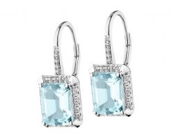 Kolczyki z białego złota z diamentami i topazami Sky Blue - próba 585. Białe kolczyki Apart, z diamentem, złote. Za 3,390.00 zł.
