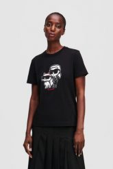 KARL LAGERFELD Czarny damski t-shirt Ikon Sketch Duo, Rozmiar S. Czarne t-shirty KARL LAGERFELD, s, bez wzorów, z materiału, bez kołnierzyka, bez ramiączek. W wyprzedaży za 199.99 zł.