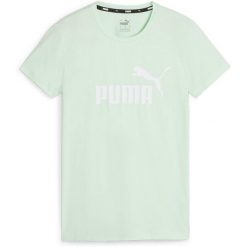 Koszulka damska Puma ESS Logo Tee. Zielone bluzki Puma, s, bez wzorów, z bawełny, sportowe, bez kołnierzyka, bez ramiączek. Za 79.00 zł.
