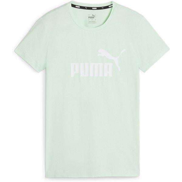 Koszulka damska Puma ESS Logo Tee. Zielone bluzki Puma, l, bez wzorów, z bawełny, sportowe, bez kołnierzyka, bez ramiączek. Za 82.00 zł.