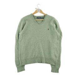 Second life - Kobieta Zielony Sweter z Wełny - Jak nowy. Zielone golfy RALPH LAUREN, bez wzorów, z wełny, bez ramiączek. Za 212.96 zł.