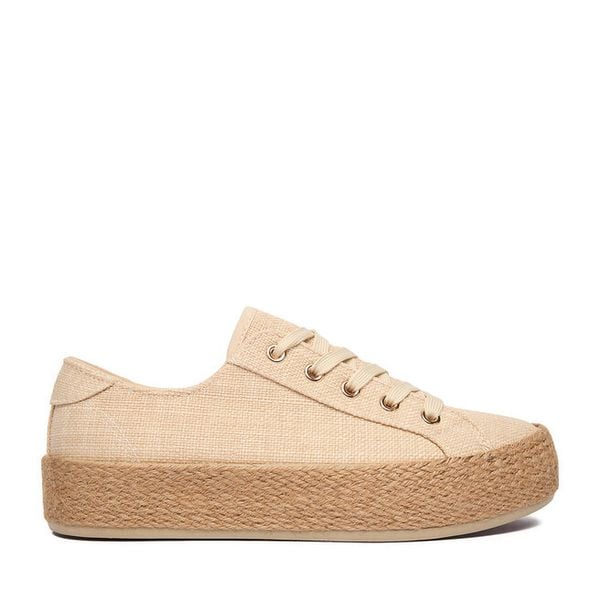 Espadryle JENNY. Brązowe espadryle Jenny, bez wzorów, bez obcasa, bez zapięcia. Za 99.99 zł.