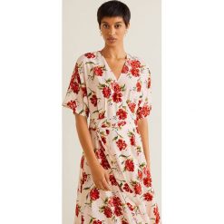 Mango - Sukienka Byron. Białe sukienki Mango, na co dzień, l, bez wzorów, z materiału, casualowe, bez kołnierzyka, bez ramiączek, maxi, proste. W wyprzedaży za 69.90 zł.