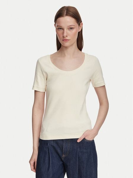 Weekend Max Mara T-Shirt Multij 2625946031 Kremowy Regular Fit. Białe t-shirty Weekend Max Mara, s, bez wzorów, z bawełny, bez kołnierzyka, bez ramiączek. Za 374.99 zł.