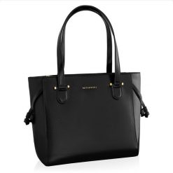 Shopperka damska BETLEWSKI BTF-07 CZARNY. Czarne shopper Betlewski, bez wzorów, ze skóry ekologicznej, bez dodatków. Za 159.99 zł.