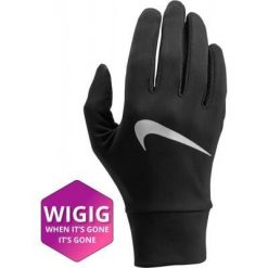 NIKE Rękawice damskie WOMEN'S LIGHTWEIGHT TECH RUNNING GLOVES-L-Czarny. Czarne rękawiczki Nike, bez wzorów. Za 83.90 zł.