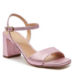 Sandały Unisa. Czerwone sandały Unisa, bez wzorów, bez obcasa, na słupku, bez zapięcia. Za 399.99 zł.