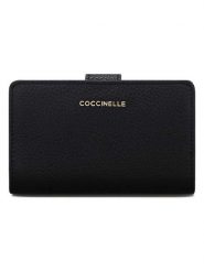 COCCINELLE Skórzany portfel w kolorze czarnym - 13 x 9 cm rozmiar: onesize. Czarne portfele Coccinelle, bez wzorów, z materiału. Za 426.06 zł.