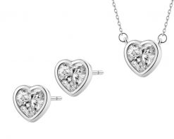 Srebrne kolczyki i naszyjnik z cyrkoniami - komplet - serca. Szare naszyjniki Apart, z cyrkonią, srebrne. Za 439.00 zł.