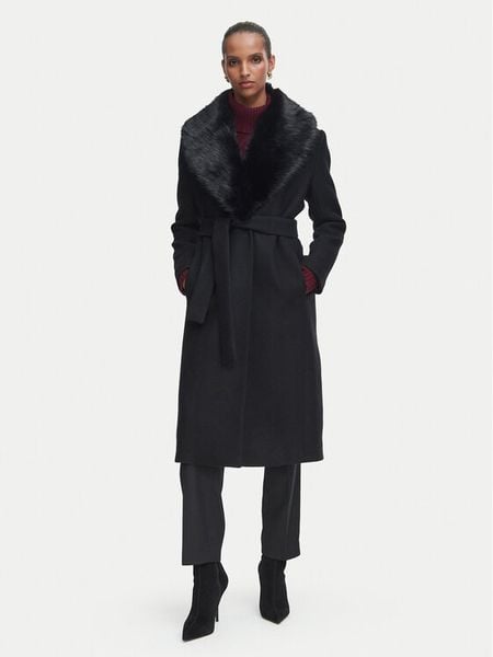 Rinascimento Płaszcz wełniany CFC0130536003 Czarny Regular Fit. Czarne płaszcze Rinascimento, na zimę, xs, bez wzorów, z wełny, bez kaptura. Za 1,419.00 zł.