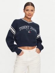 Tommy Jeans Sweter Varsity DW0DW18692 Granatowy Relaxed Fit. Niebieskie swetry Tommy Jeans, l, bez wzorów, z bawełny, bez ramiączek. Za 309.99 zł.