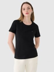 4F T-shirt regular gładki damski - czarny S. Czarne t-shirty 4f, s, bez wzorów, z bawełny, bez kołnierzyka, bez ramiączek. Za 49.99 zł.