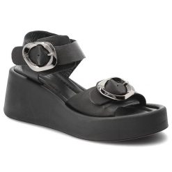 Sandały damskie Artiker, cholewka ze skóry naturalnej szerokie paski z regulacją na klamry odkryty przód, czarne, 58C2201. Czarne sandały Artiker, bez wzorów, ze skóry, bez obcasa, na koturnie, bez zapięcia. Za 329.00 zł.
