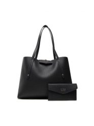 Guess Torebka Eco Brenton Tote HWEVG8 39023 Czarny. Czarne shopper Guess, z aplikacjami, ze skóry, bez dodatków. Za 419.99 zł.