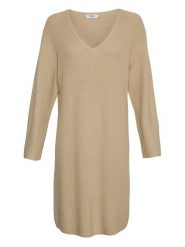 MOSS COPENHAGEN Sukienka "Marthea Rachelle" w kolorze beżowym rozmiar: S/M. Brązowe sukienki Moss Copenhagen, na co dzień, m, bez wzorów, prążkowane, bez kołnierzyka, bez ramiączek, midi, proste. Za 140.86 zł.