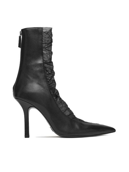 Patrizia Pepe Botki 2Y0020/V038-K103 Czarny. Czarne botki Patrizia Pepe, bez wzorów, ze skóry, bez obcasa, na szpilce, bez zapięcia. Za 1,299.00 zł.