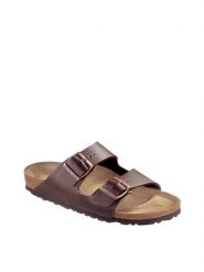 Birkenstock Klapki "Arizona" w kolorze brązowym rozmiar: 47. Brązowe klapki Birkenstock, bez wzorów, z otwartym noskiem, bez obcasa. Za 259.95 zł.