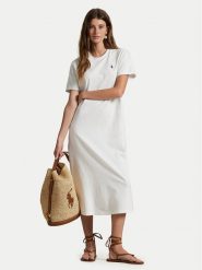 Polo Ralph Lauren Sukienka codzienna 211971066002 Biały Straight Fit. Białe sukienki Polo Ralph Lauren, na co dzień, m, bez wzorów, z bawełny, bez kołnierzyka, bez ramiączek, proste. Za 589.99 zł.