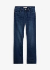 Jeansy ze stretchem o kroju bootcut, mid waist. Niebieskie jeansy bonprix, bez wzorów. Za 139.99 zł.