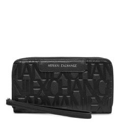Duży Portfel Damski Armani Exchange. Czarne portfele Armani Exchange, bez wzorów. Za 379.99 zł.