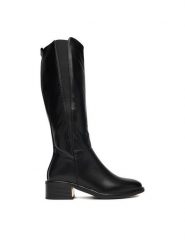 DeeZee Kozaki HX22099-5 Czarny. Czarne kozaki DeeZee, z materiału, bez obcasa, na płaskiej podeszwie, bez zapięcia. Za 229.99 zł.