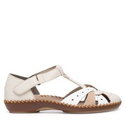 Sandały Rieker. Brązowe sandały Rieker, bez wzorów, bez obcasa, na płaskiej podeszwie, bez zapięcia. Za 329.99 zł.