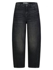 Sublevel Dżinsy - Barrel fit - w kolorze czarnym rozmiar: XS. Czarne jeansy Sublevel, xs, z aplikacjami. Za 144.95 zł.