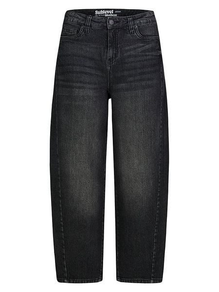 Sublevel Dżinsy - Barrel fit - w kolorze czarnym rozmiar: XS. Czarne jeansy Sublevel, xs, z aplikacjami. Za 129.95 zł.