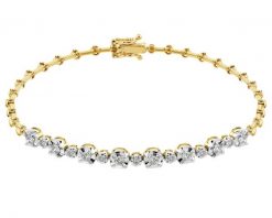 Bransoletka z żółtego złota z brylantami - 18 cm - 0,47 ct - próba 585. Żółte bransoletki Apart, z brylantem, złote. Za 9,590.00 zł.