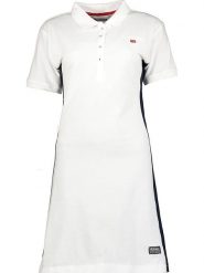 Geographical Norway Sukienka polo "Kolivia" w kolorze białym rozmiar: XL. Białe sukienki Geographical Norway, xl, bez wzorów, z bawełny, bez kołnierzyka, bez ramiączek, midi. Za 52.79 zł.