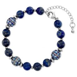 Wyjątkowa Bransoletka Srebrna - srebro 925, Lapis lazuli. Bransoletki W.KRUK. Za 139.00 zł.