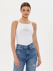 Calvin Klein Jeans Top J20J223623 Biały Slim Fit. Białe topy Calvin Klein Jeans, s, bez wzorów, z bawełny, bez kołnierzyka, bez ramiączek. Za 89.99 zł.