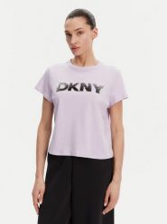 DKNY T-Shirt DP4T1035 Fioletowy Regular Fit. Fioletowe t-shirty DKNY, xl, bez wzorów, z bawełny, bez kołnierzyka, bez ramiączek. Za 189.99 zł.