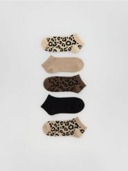 Skarpetki stopki 5 pack - brązowy. Brązowe skarpety Reserved, bez wzorów. Za 49.99 zł.
